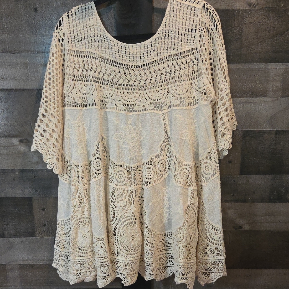 POL Ivory Crochet Knit Top OS - Picture 4 of 4